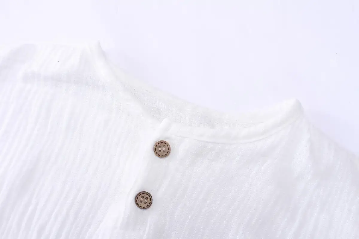 Children Cotton Linen Shorts Suit White Navy Summer Wear — feature 3
