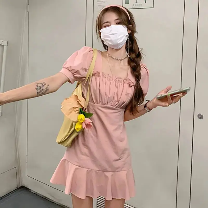 2023 Sweet Spice Girl Puff Sleeve Dress Women Summer - Image 5