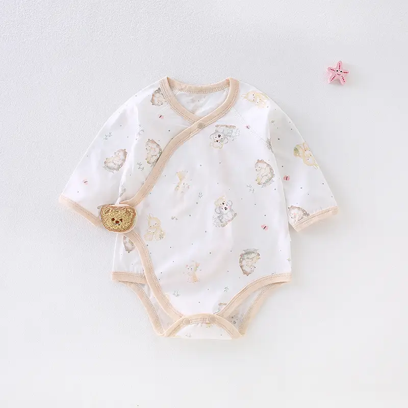 Baby Summer Triangle Harem Pure Cotton Long Sleeve Jumpsuit - Image 4