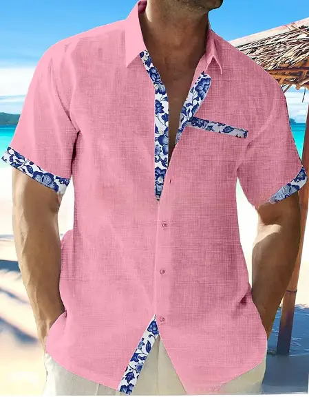 Men's White Hawaii Beach Shirt Short Sleeve Cuff Placket - Image 22