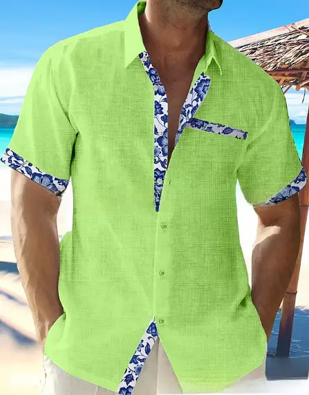 Men's White Hawaii Beach Shirt Short Sleeve Cuff Placket - Image 9