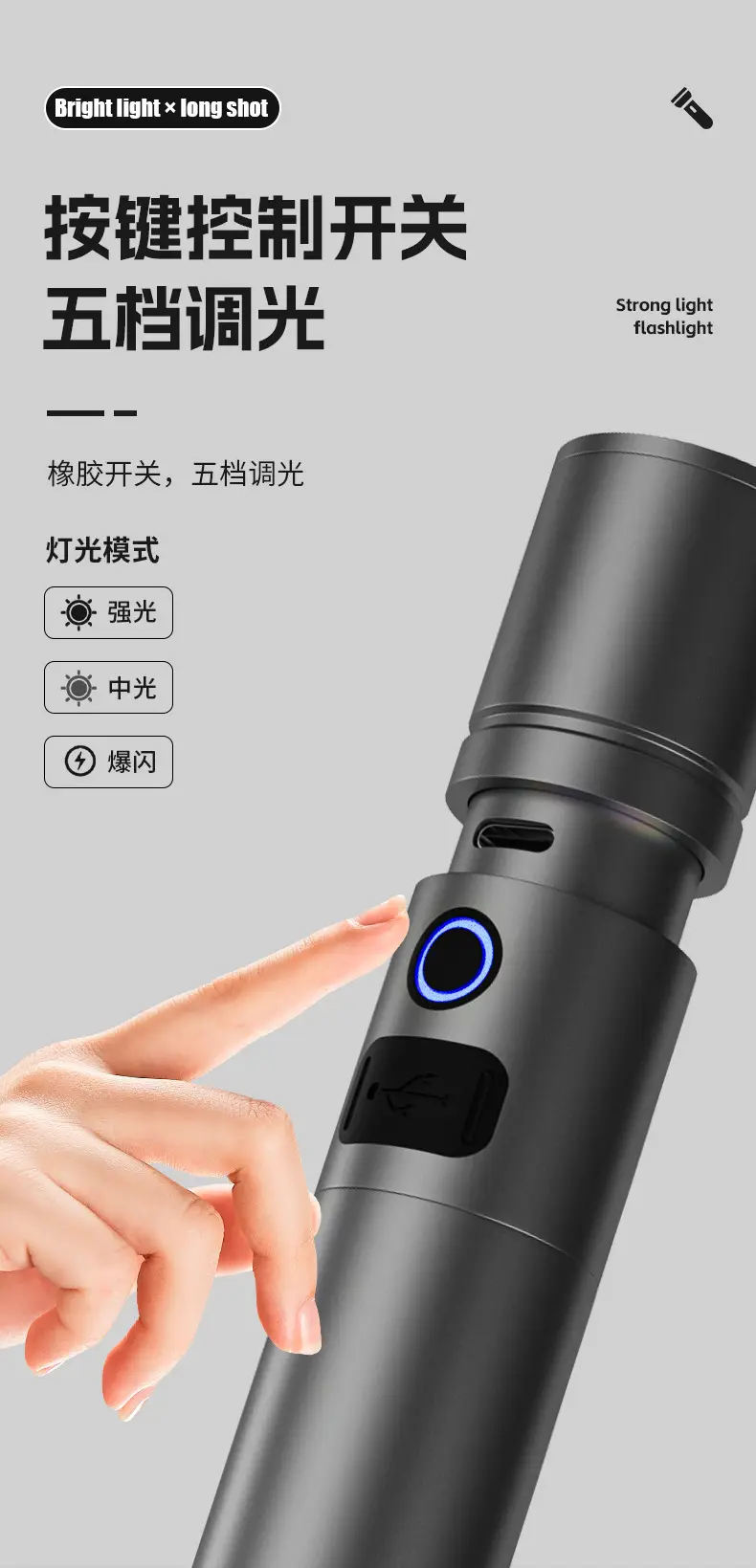 Laser Flashlight with USB Input & Zoom β feature 10