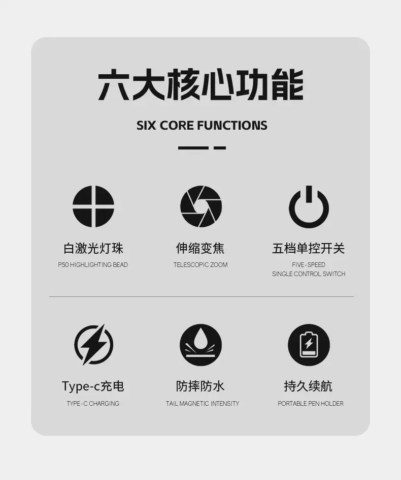 Laser Flashlight with USB Input & Zoom β feature 6