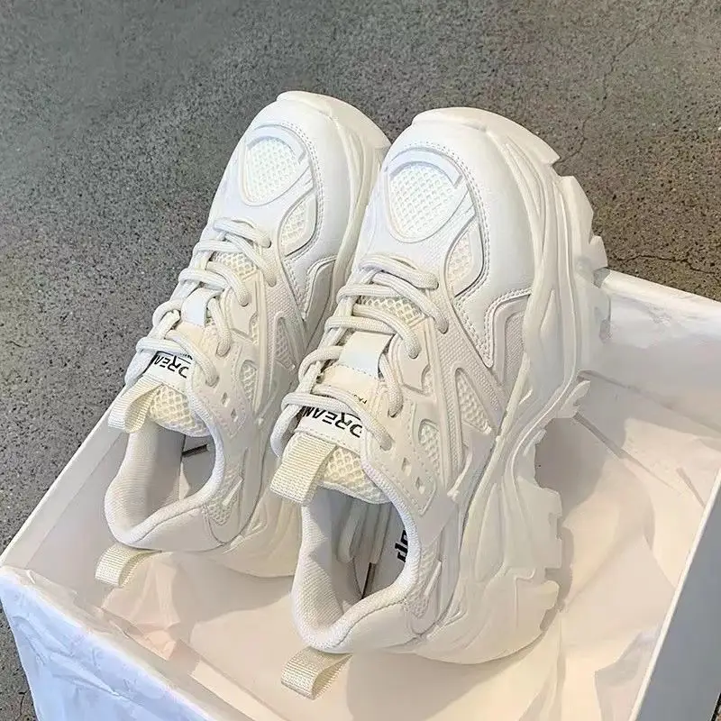 2023 summer new thick-soled breathable single-lining muffin daddy shoes sports ultra-high heel kitten leg white shoes women's shoes — feature 7