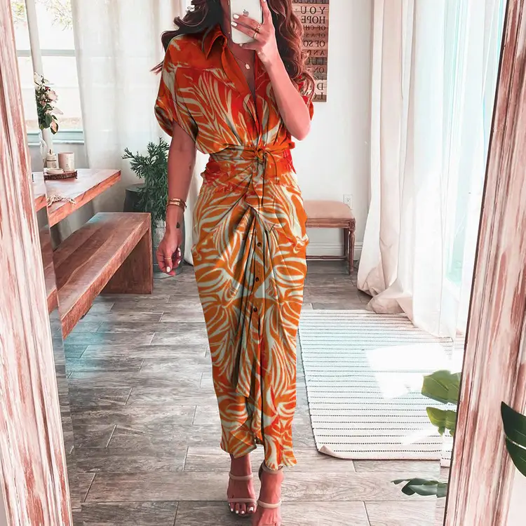 Cross-Border Printed Lace-Up Shirt for Women 2025 - Image 12