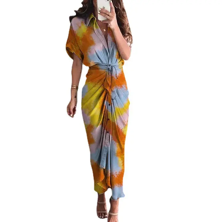 Cross-Border Printed Lace-Up Shirt for Women 2025 - Image 16