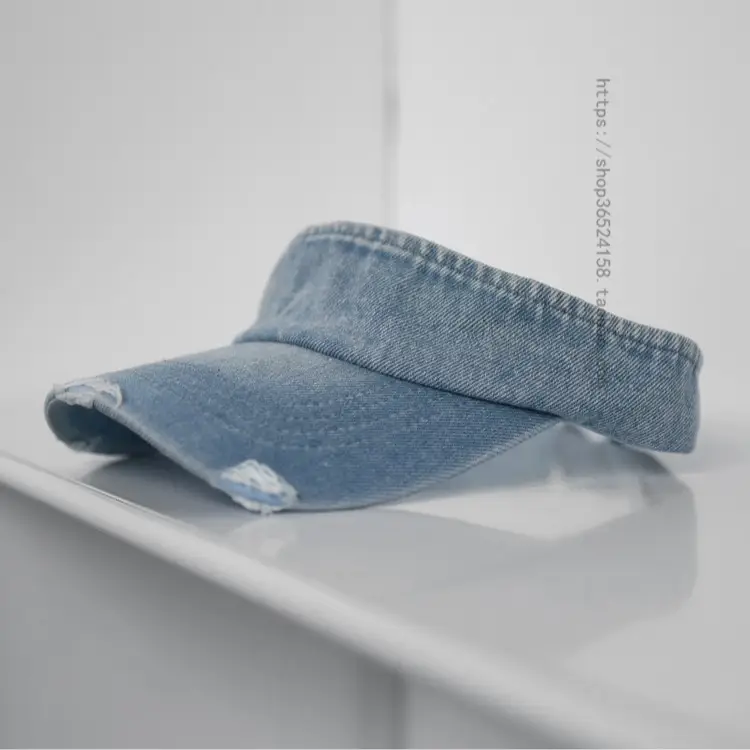 Women Denim Ripped Hat Sunscreen Cap New Washed