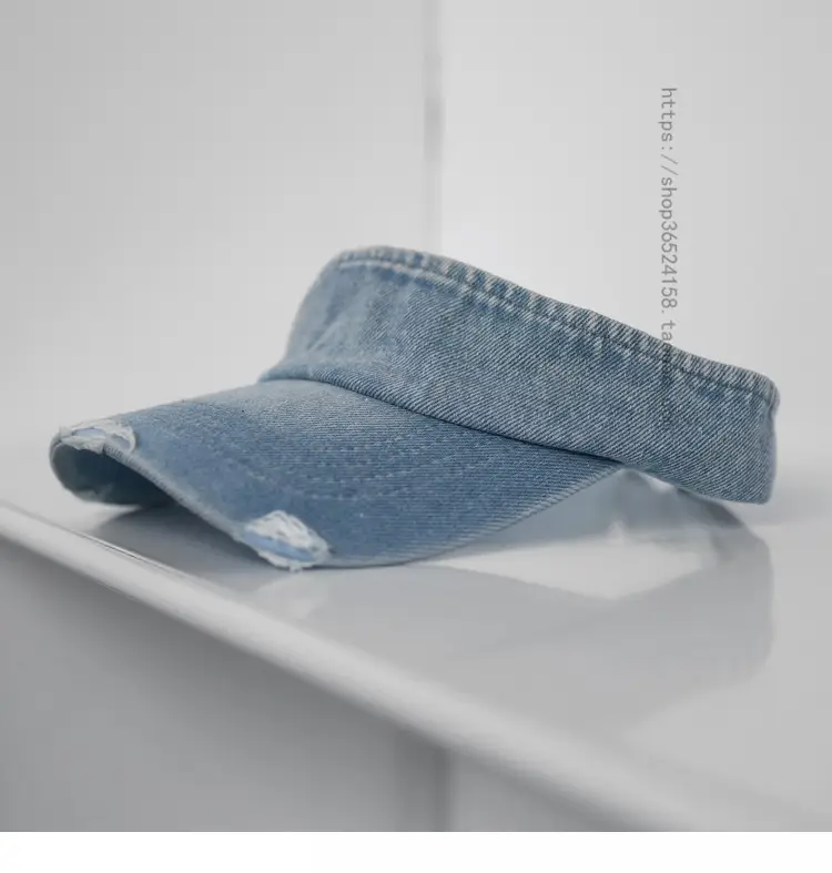 Women Denim Ripped Hat Sunscreen Cap New Washed