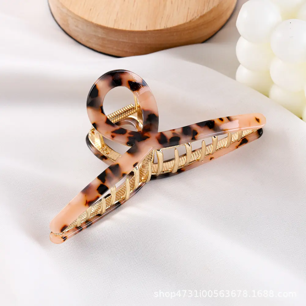 Korean Style Shark Clip Hair Grab with Leopard Print - Image 2