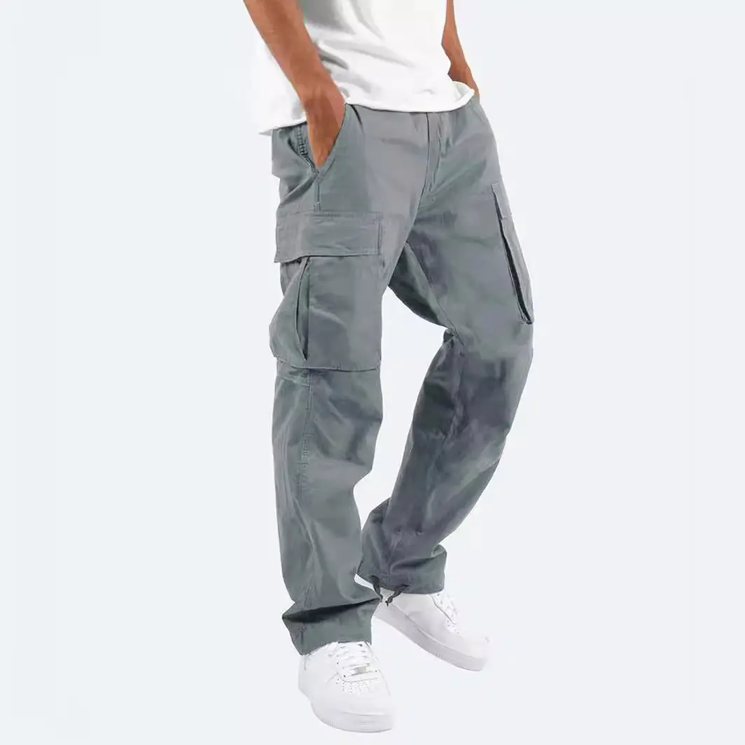 Purple Men's Multi-Pocket Cargo Pants with Drawstring Waist - Image 7