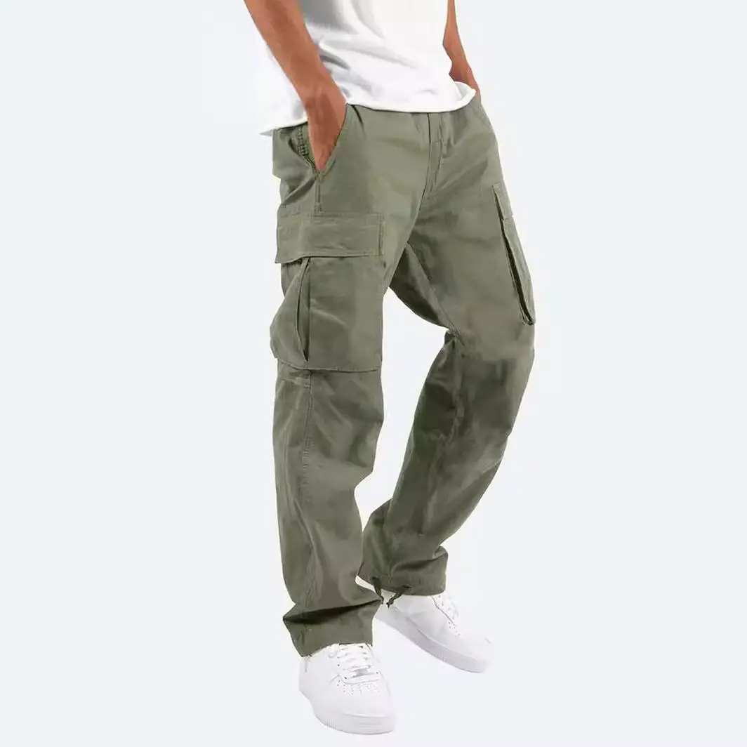 Purple Men's Multi-Pocket Cargo Pants with Drawstring Waist - Image 8