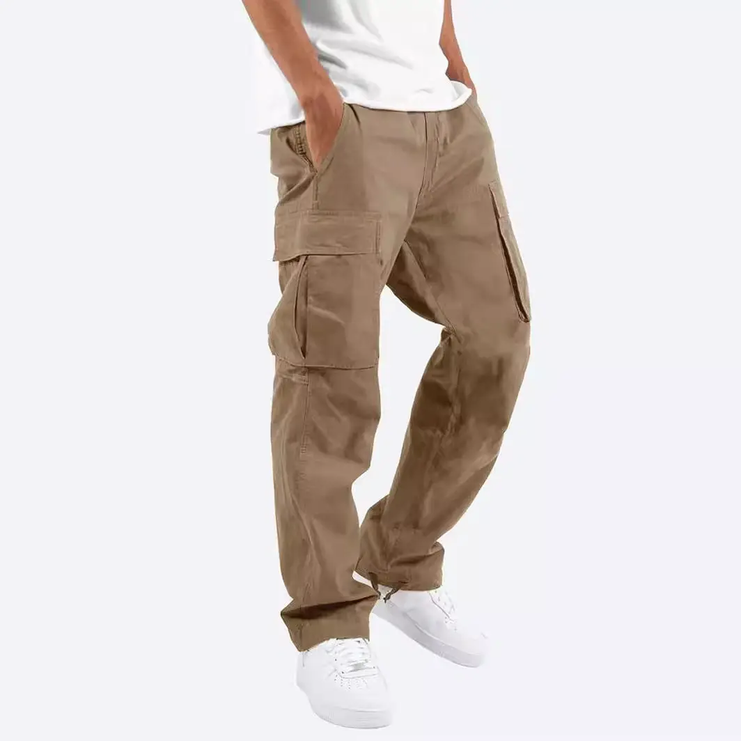 Purple Men's Multi-Pocket Cargo Pants with Drawstring Waist - Image 9