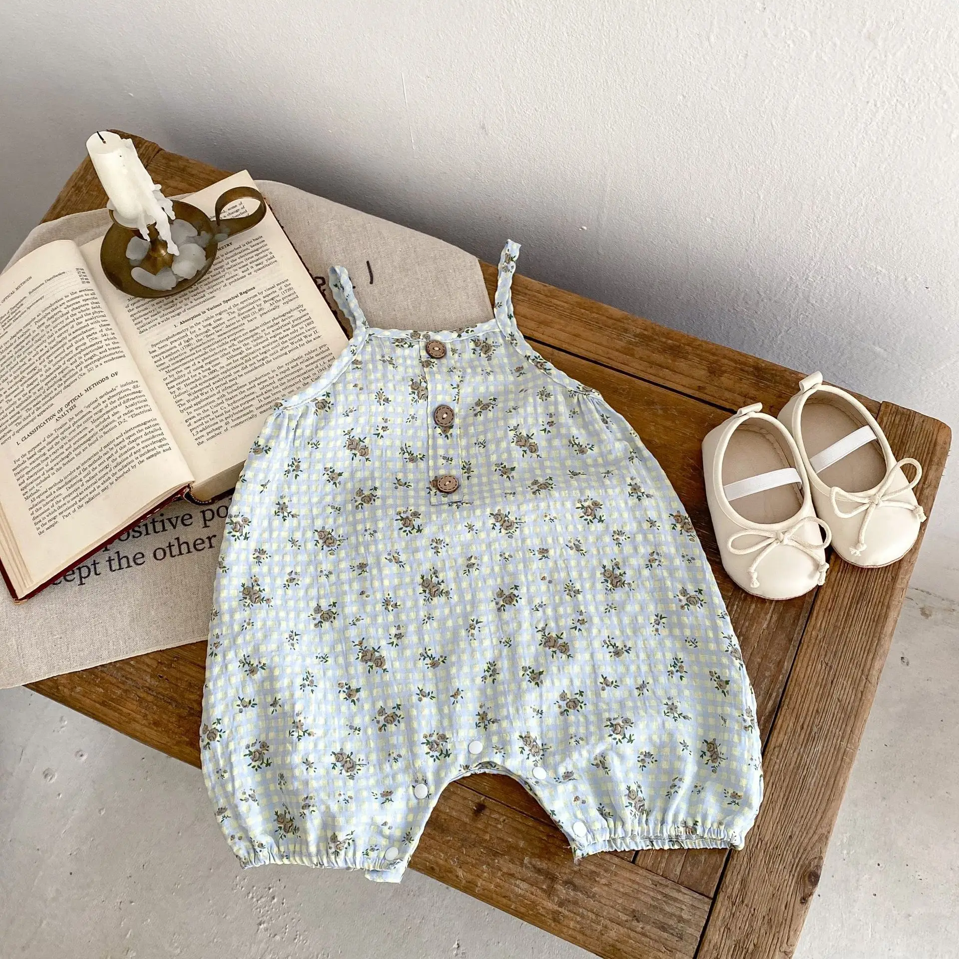 Baby Floral Printed Overalls Light Blue 2025 - Image 3