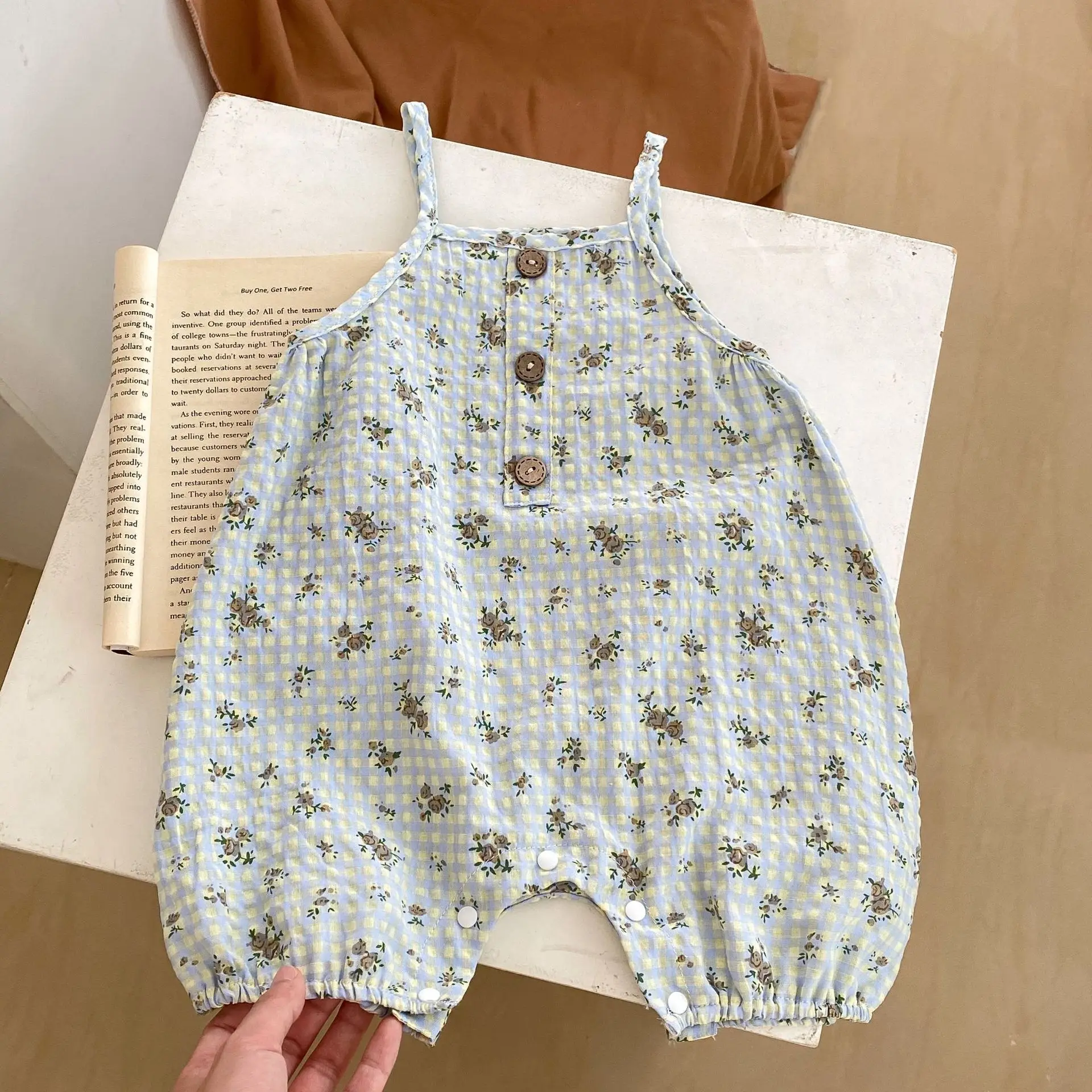 Baby Floral Printed Overalls Light Blue 2025 - Image 4