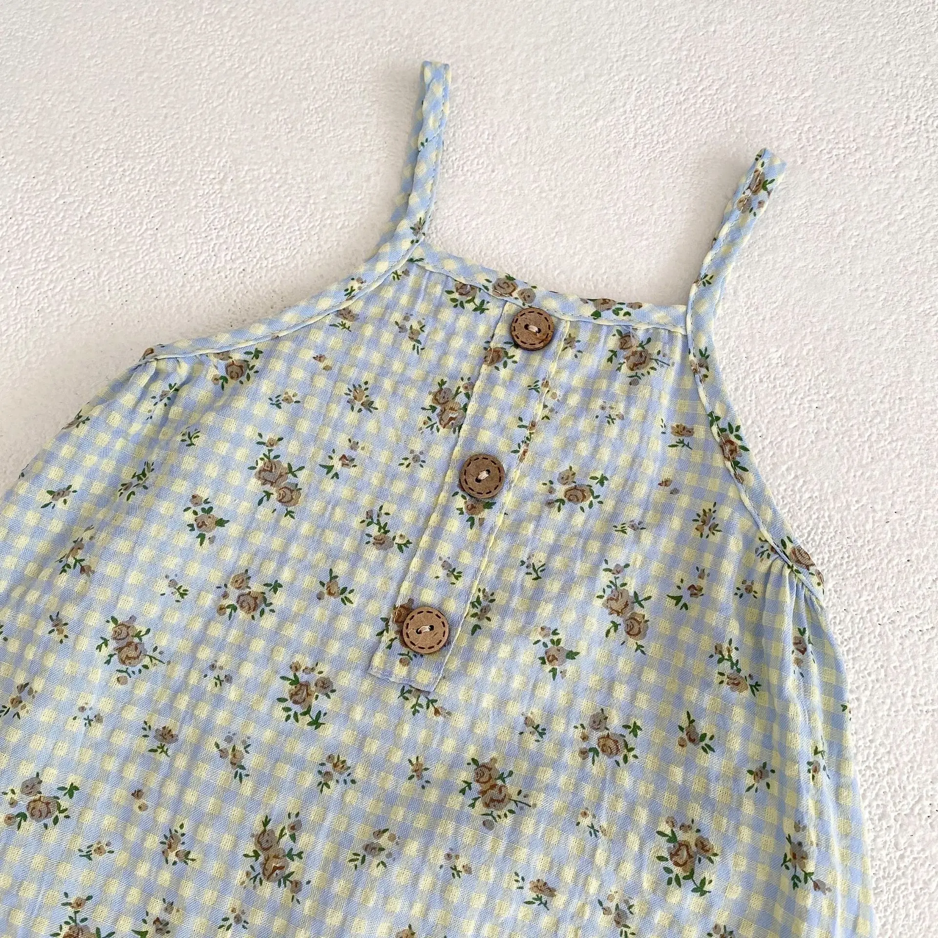 Baby Floral Printed Overalls Light Blue 2025 - Image 5