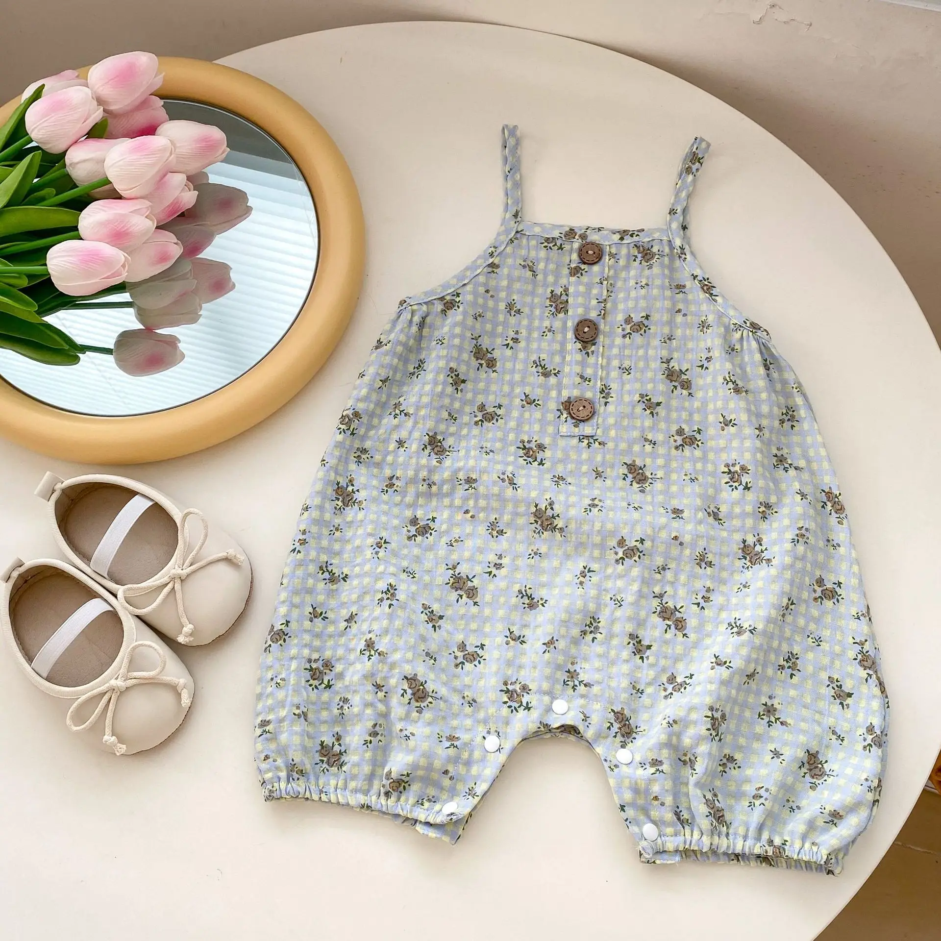 Baby Floral Printed Overalls Light Blue 2025 — feature 3