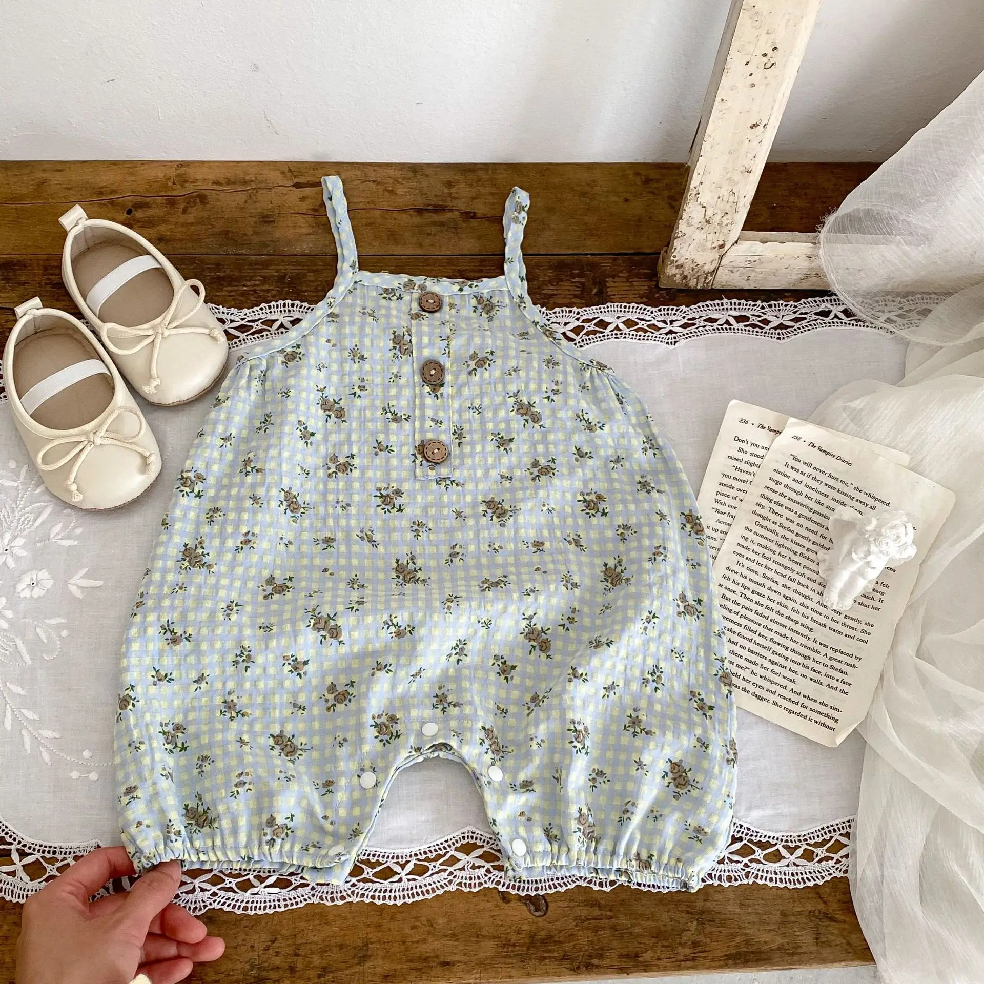 Baby Floral Printed Overalls Light Blue 2025 — feature 5