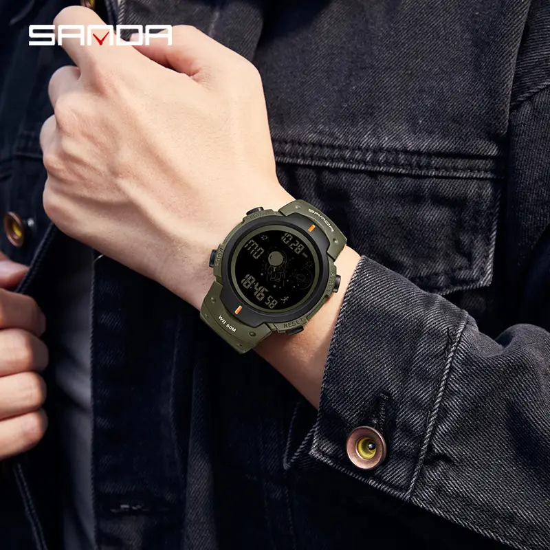 Sanda Outdoor Running Watch 60m Waterproof Green - Image 10