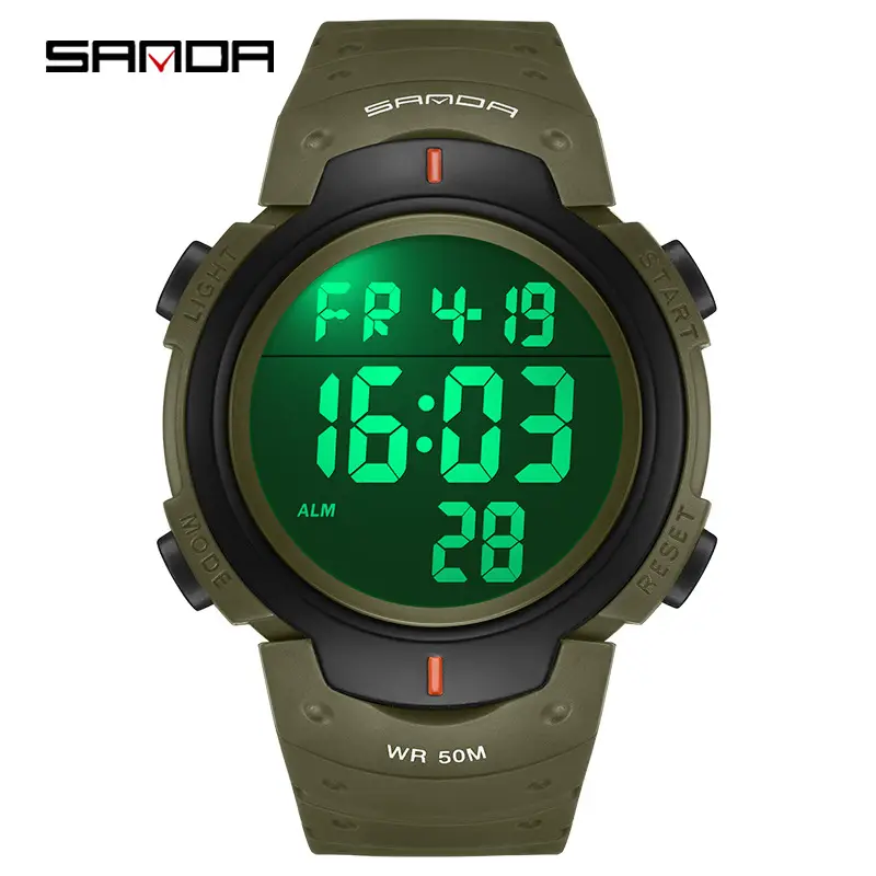 Sanda Outdoor Running Watch 60m Waterproof Green - Image 4