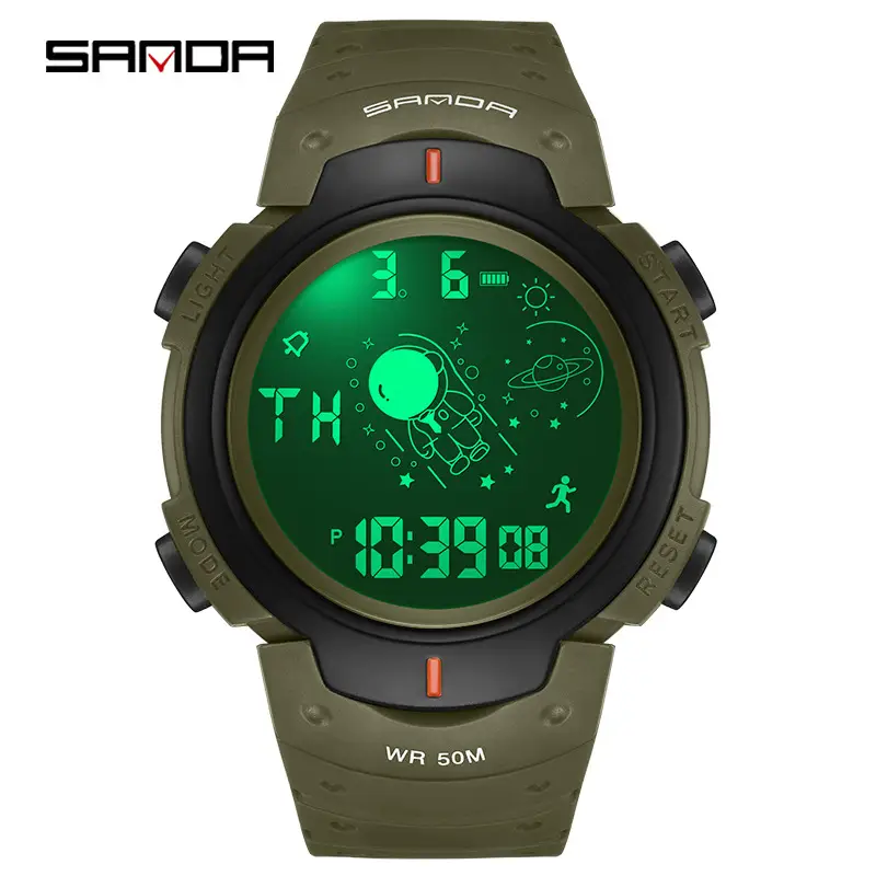 Sanda Outdoor Running Watch 60m Waterproof Green - Image 8