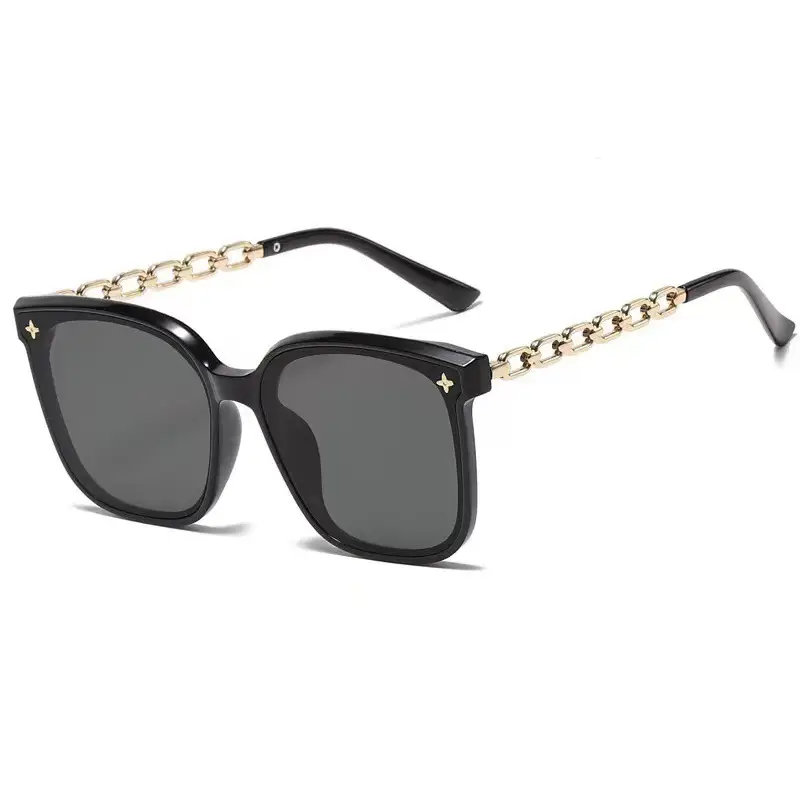 Women Sunglasses with Metal Chain & Square Frame