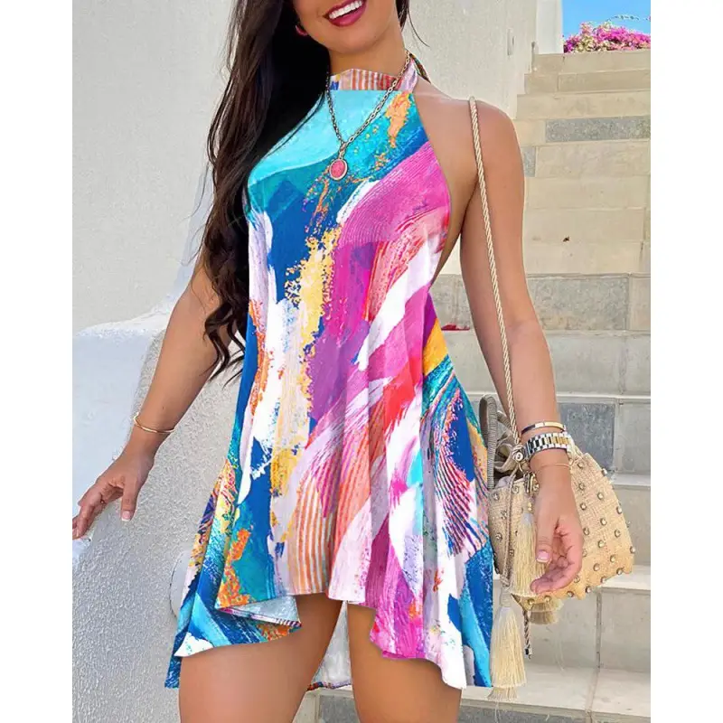 2023 Printed Backless Lace-Up Dress for Women - Image 6