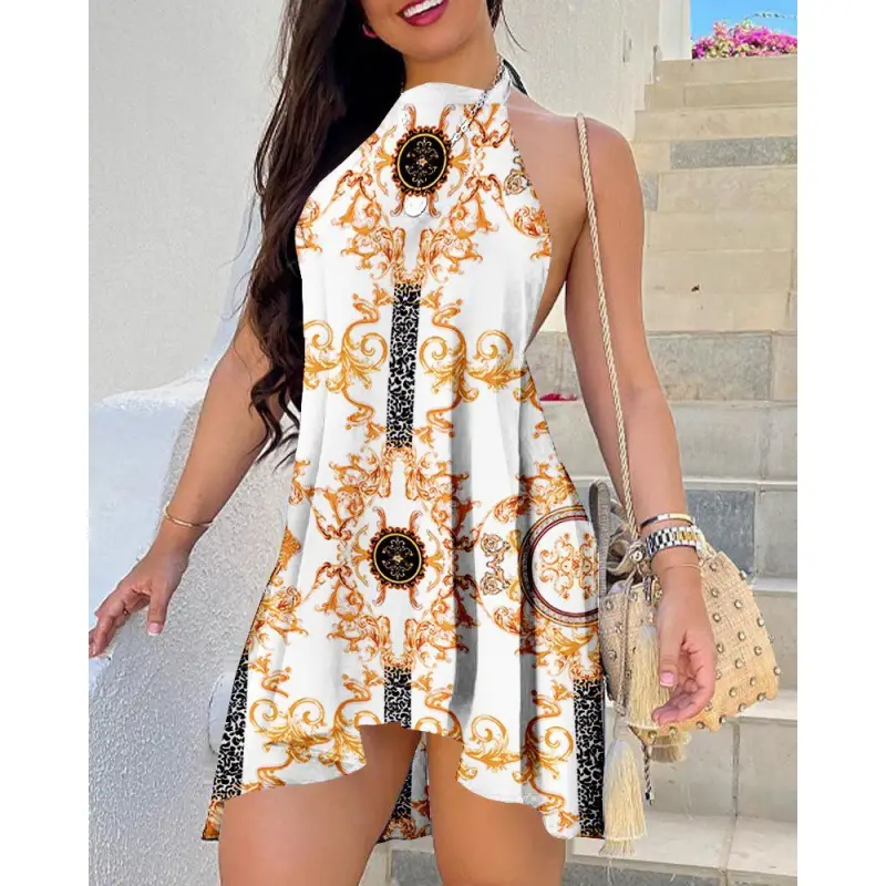 2023 Printed Backless Lace-Up Dress for Women - Image 4