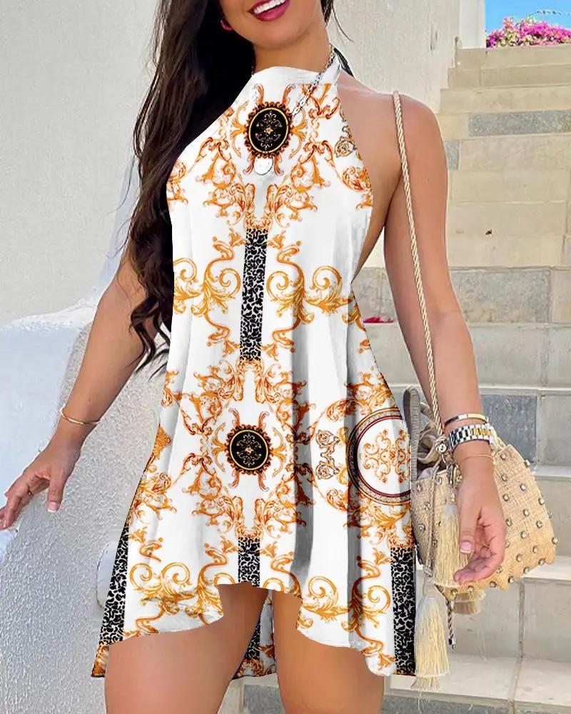 2023 Printed Backless Lace-Up Dress for Women — feature 2