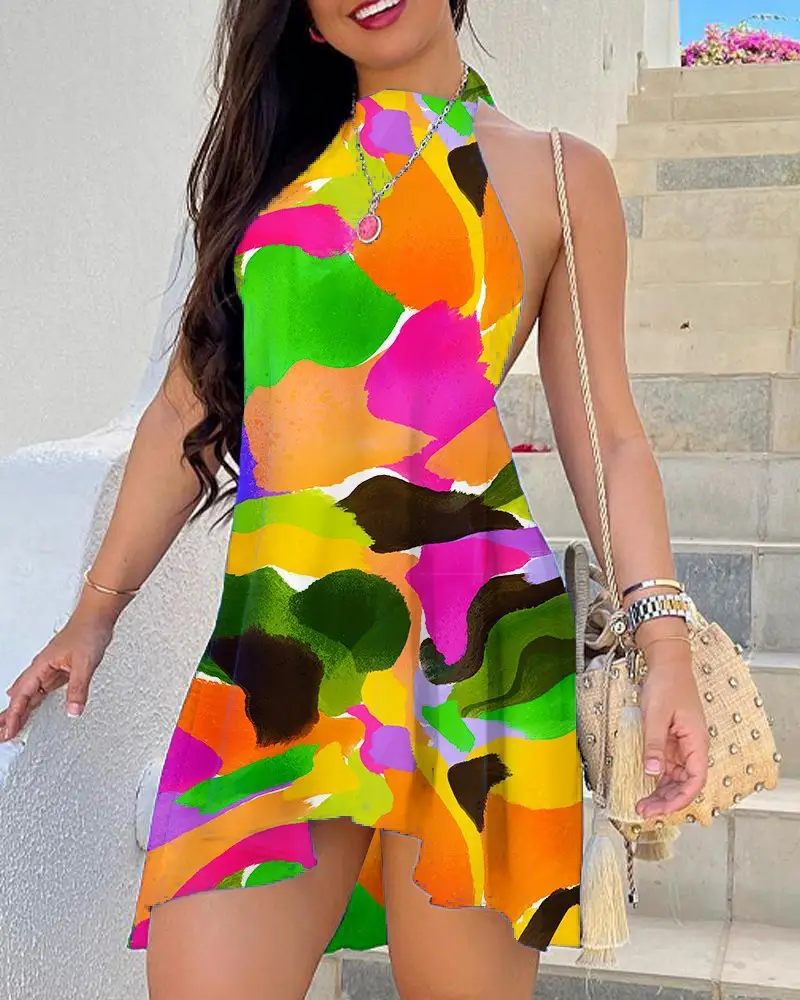 2023 Printed Backless Lace-Up Dress for Women — feature 4