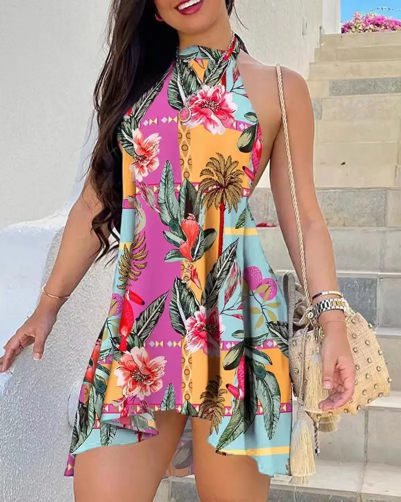 2023 Printed Backless Lace-Up Dress for Women — feature 5