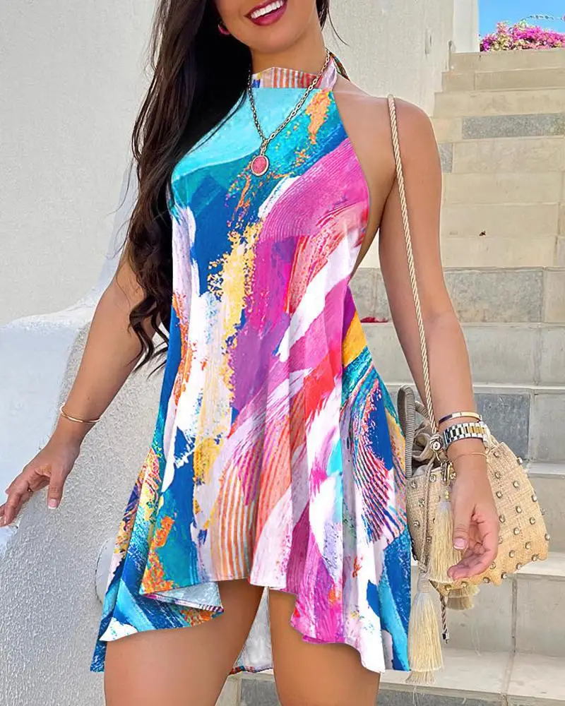 2023 Printed Backless Lace-Up Dress for Women — feature 6