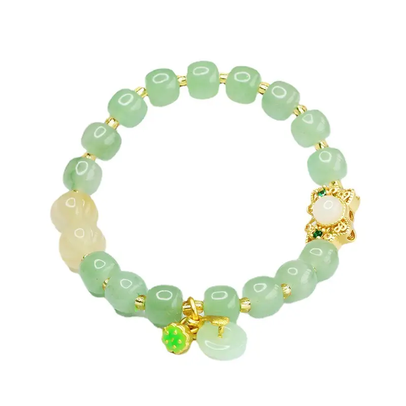 Green Jade Bracelet with Pumpkin & Palace Beads