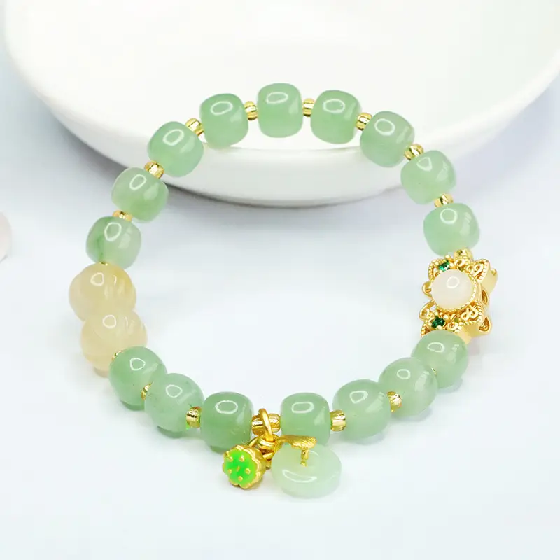 Green Jade Bracelet with Pumpkin & Palace Beads — feature 7