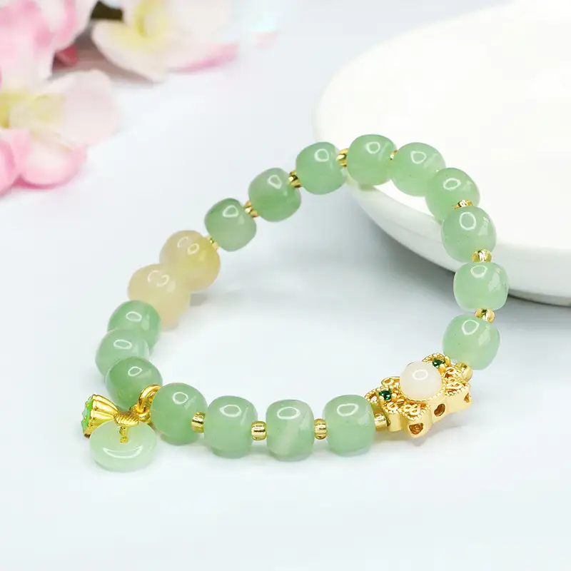 Green Jade Bracelet with Pumpkin & Palace Beads — feature 8