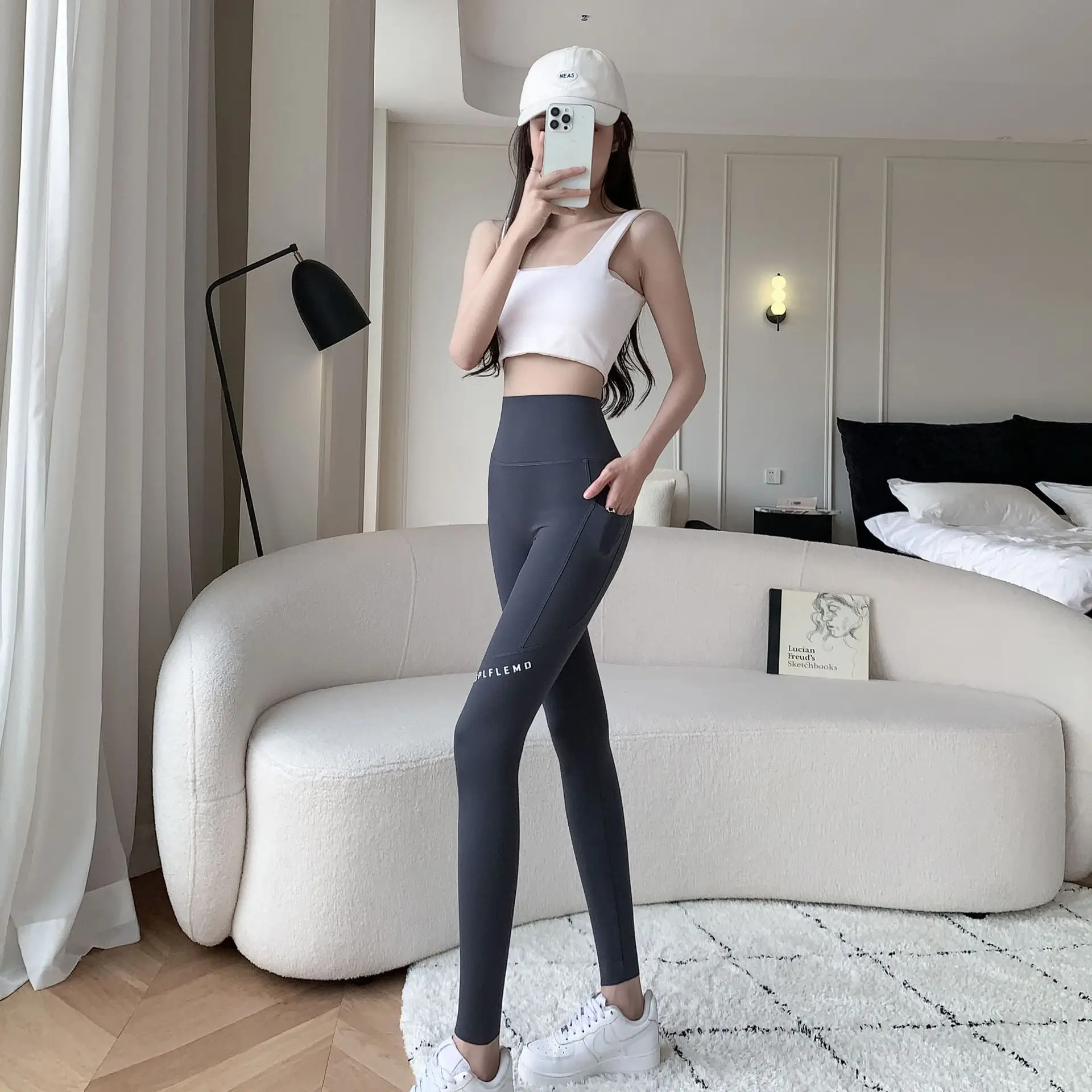 Women's High Waist Stretch Yoga Pants with Side Pocket