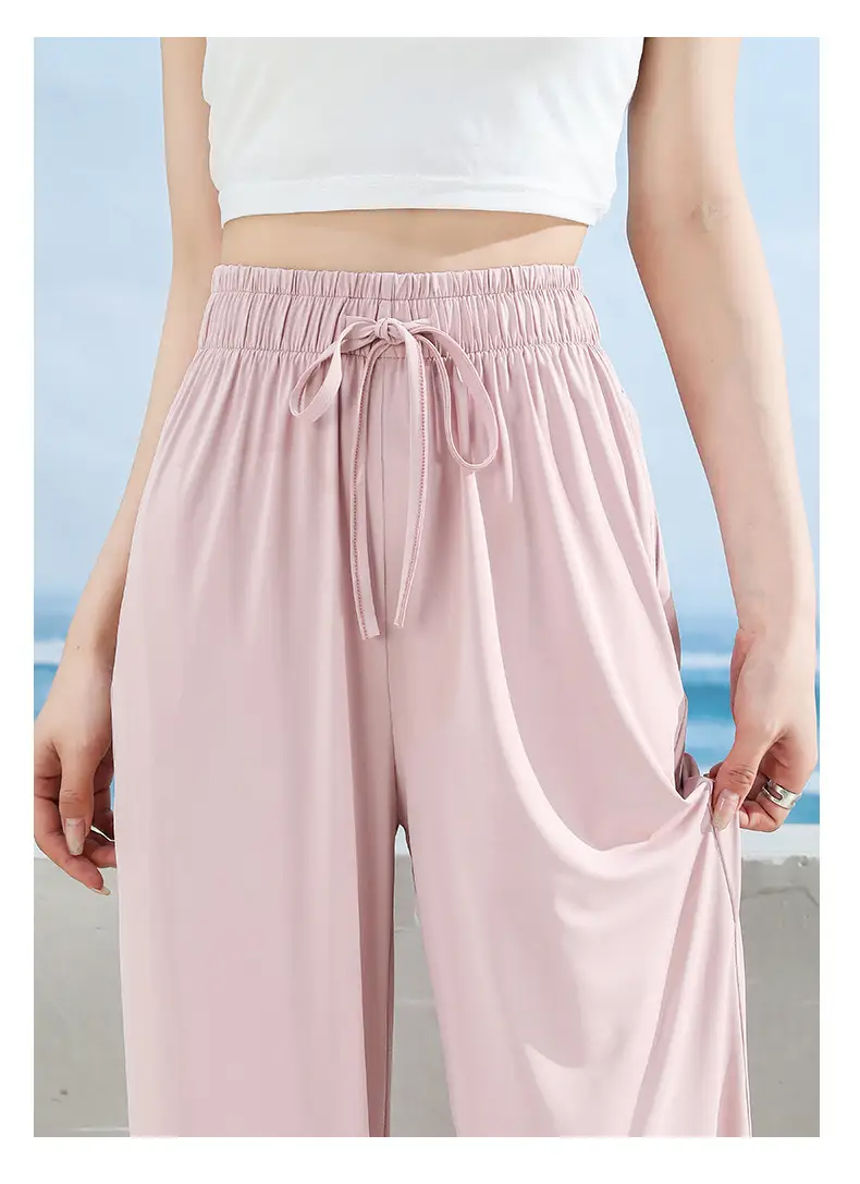Women's Ice Silk Wide Leg Pants Grey Slimming — feature 23