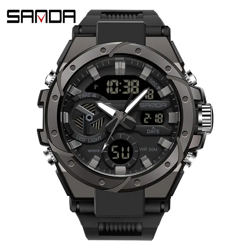 Sanda Red Multi-Functional Waterproof Watch for Boys Teenagers