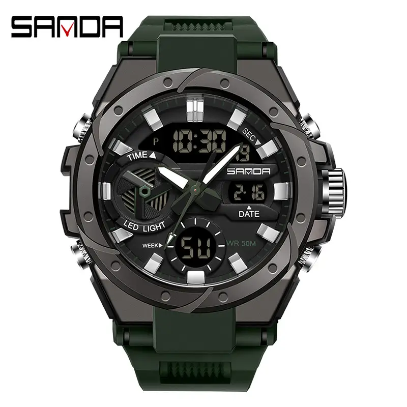 Sanda Red Multi-Functional Waterproof Watch for Boys Teenagers