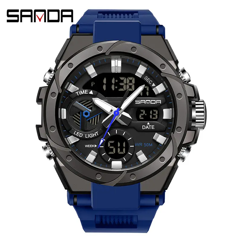 Sanda Red Multi-Functional Waterproof Watch for Boys Teenagers