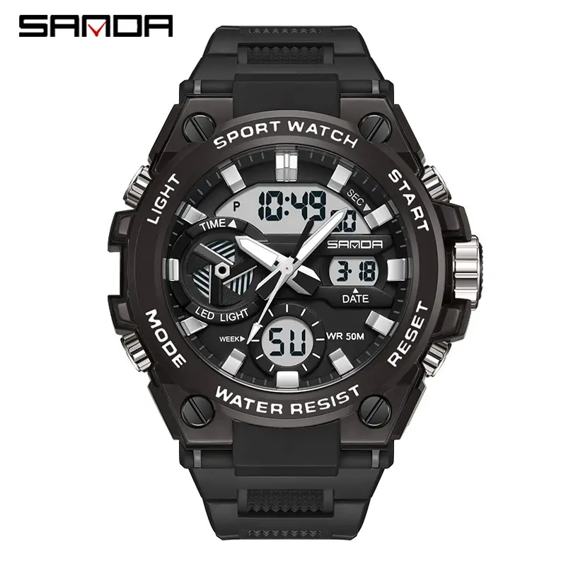 Sanda Red Multi-Functional Waterproof Watch for Boys Teenagers
