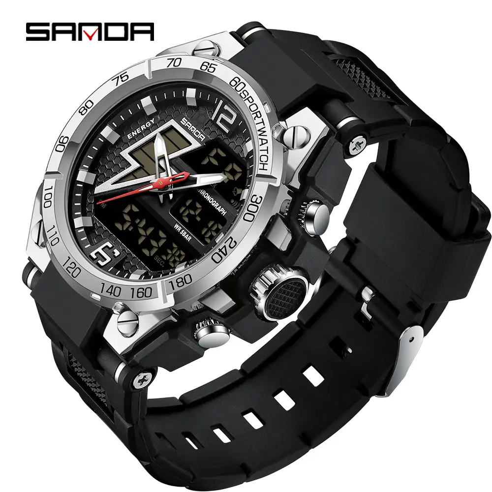 Sanda Red Multi-Functional Waterproof Watch for Boys Teenagers