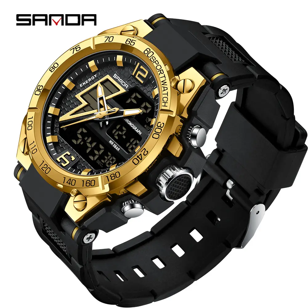 Sanda Red Multi-Functional Waterproof Watch for Boys Teenagers