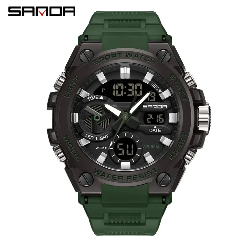Sanda Red Multi-Functional Waterproof Watch for Boys Teenagers