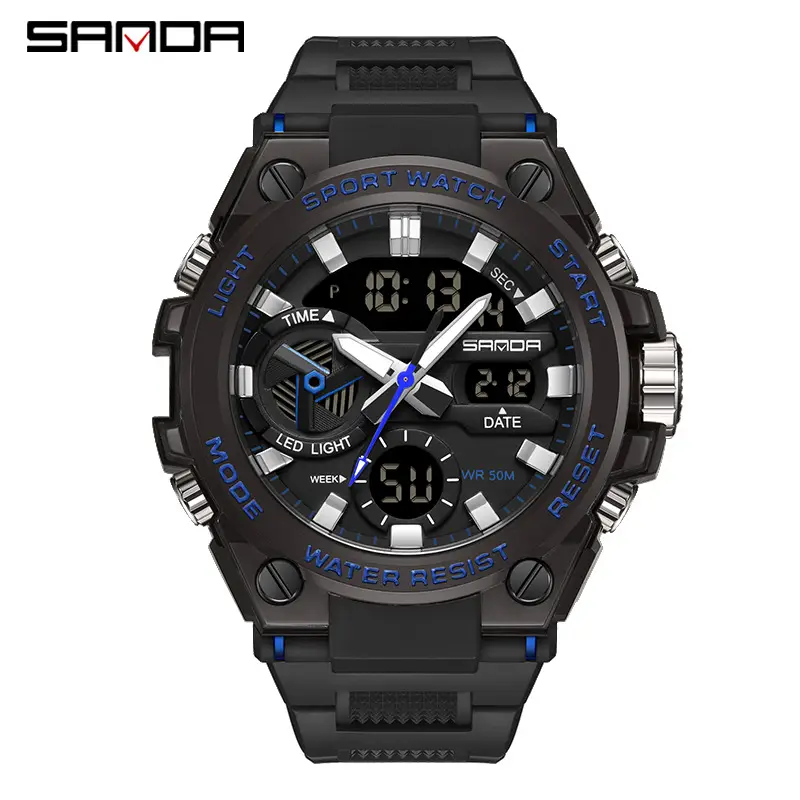 Sanda Red Multi-Functional Waterproof Watch for Boys Teenagers