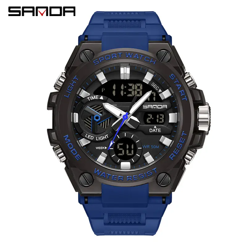 Sanda Red Multi-Functional Waterproof Watch for Boys Teenagers