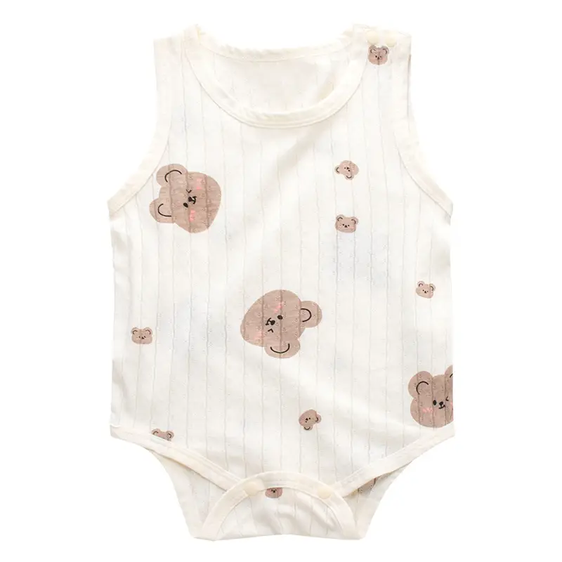 Baby Cotton Vest with Bear Embroidery & Bone Closure - Image 12