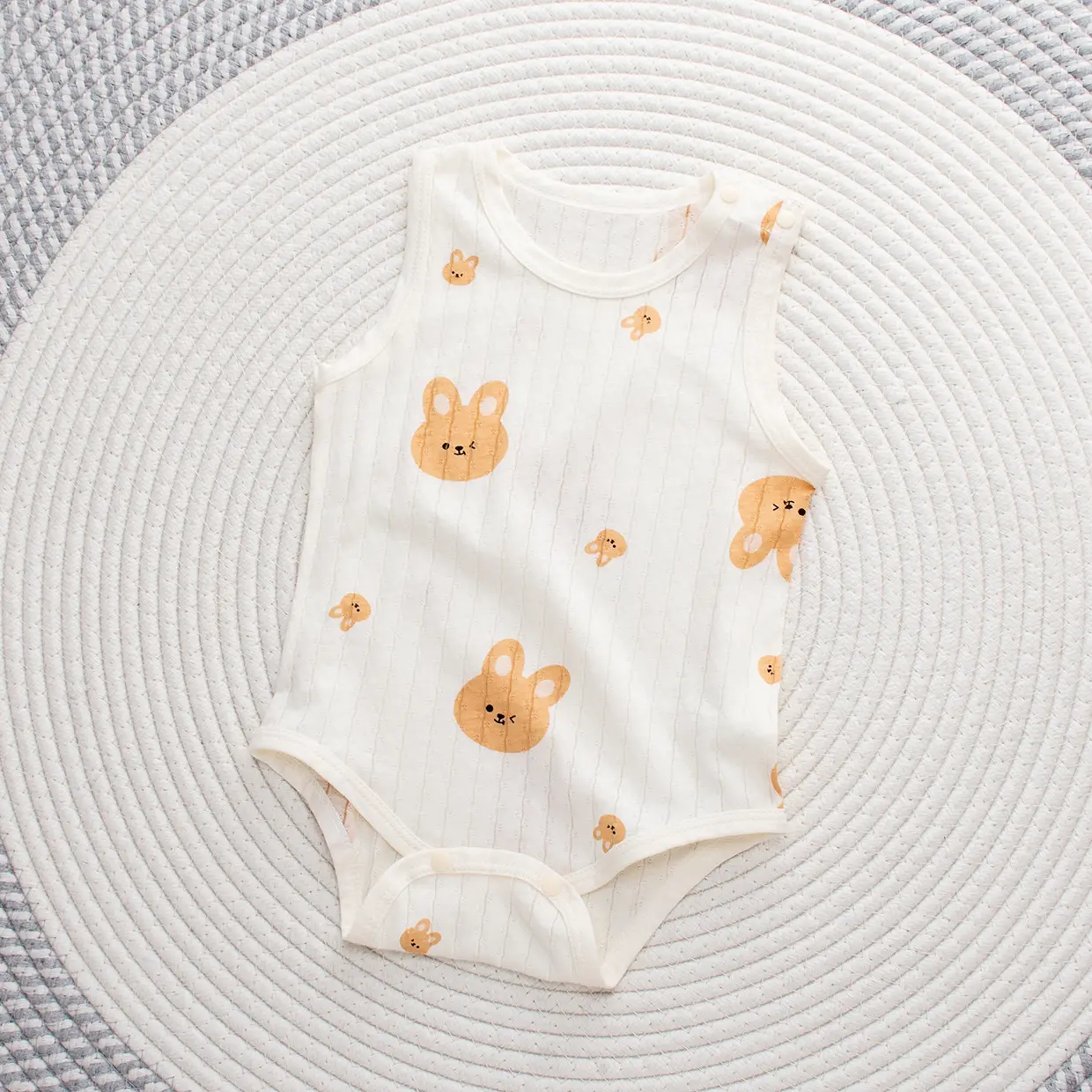 Baby Cotton Vest with Bear Embroidery & Bone Closure — feature 20