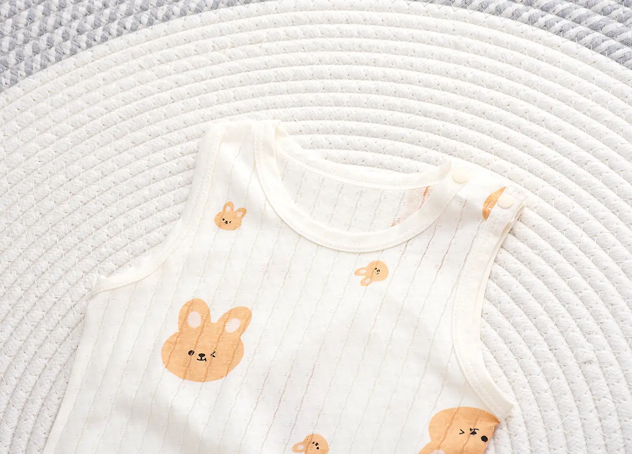 Baby Cotton Vest with Bear Embroidery & Bone Closure — feature 21