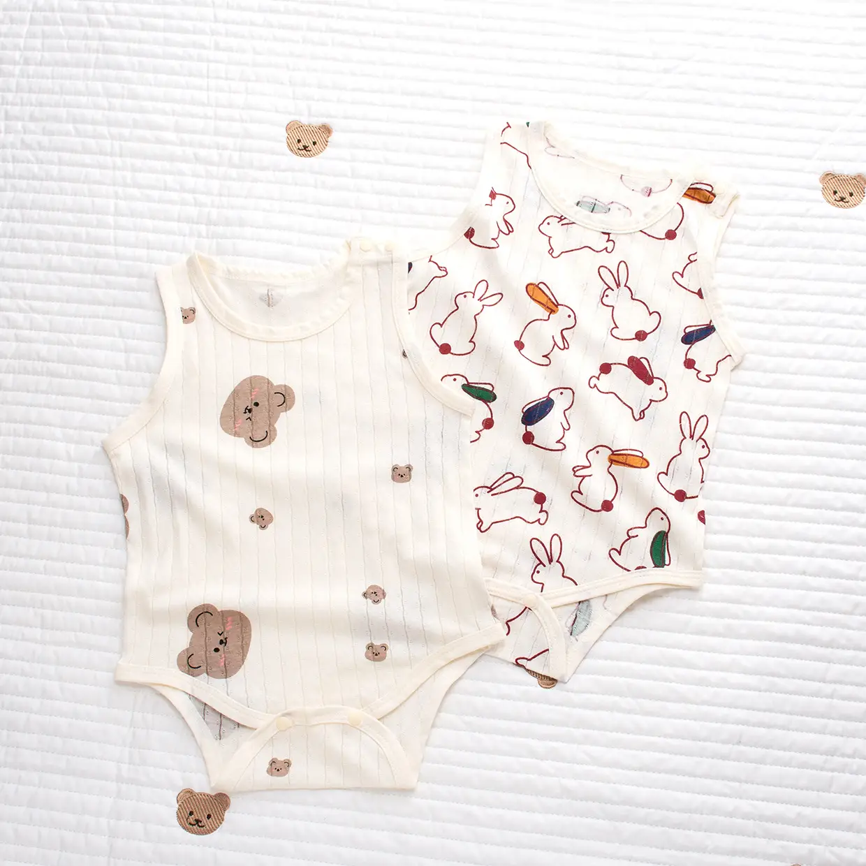 Baby Cotton Vest with Bear Embroidery & Bone Closure — feature 5