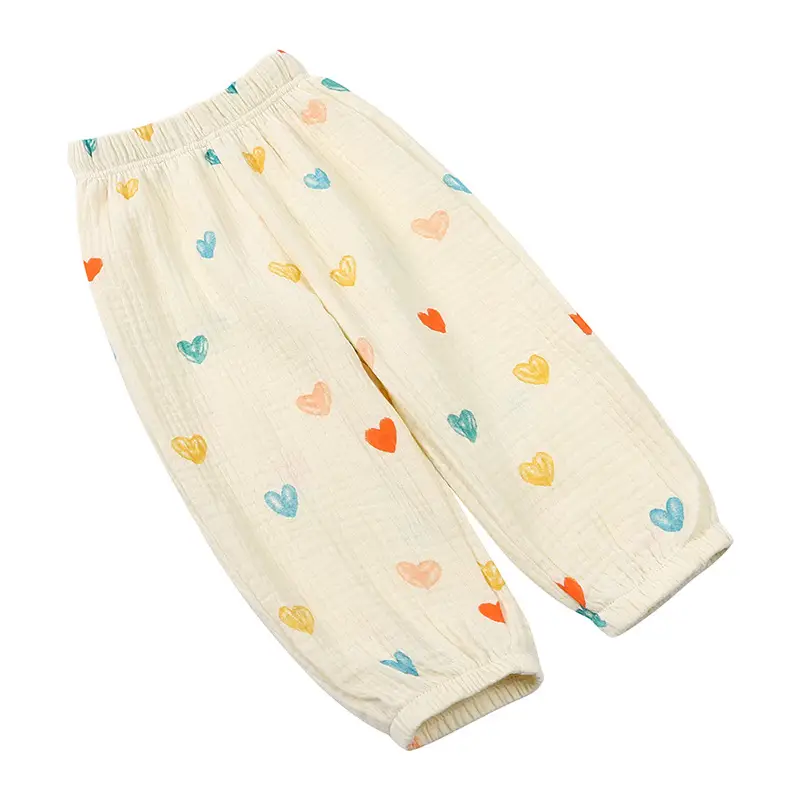 Boys Girls Mosquito Proof Cotton Pants Cream Polka Dot